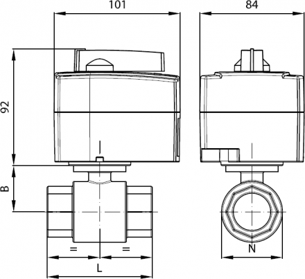 Кран шаровой латунный AMZ 112 ВР 2/поз эл/привод Danfoss
