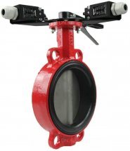 Затвор поворотный ABRA BUV-VF866D150H Ду150 Ру10/16, корпус - серый чугун EN-GJL-250, диск - нержавеющая сталь CF8M, уплотнение – EPDM, с рукояткой, с двумя концевыми датчиками и кронштейном для крепления концевых выключателей