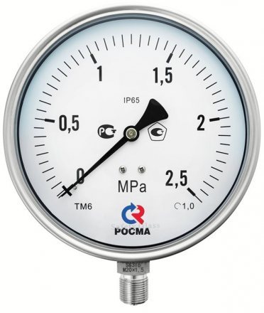 Манометр коррозионностойкий виброустойчивый РОСМА безопасное исп. ТМ-621Р Б