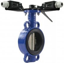 Затвор поворотный ABRA BUV-VF826D Ду40 Ру16, корпус - серый чугун EN-GJL-250, диск - ковкий чугун EN-GJS-400-15, уплотнение - EPDM, с рукояткой, с двумя концевыми датчиками и кронштейном для крепления концевых выключателей
