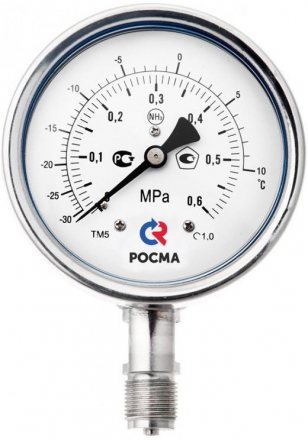 Манометр аммиачный коррозионностойкий РОСМА ТМ-521 NH3