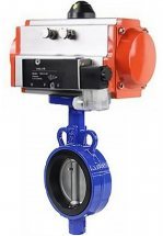 Затвор дисковый поворотный DN.ru AL-316L-EPDM Ду25 Ру16 с пневмоприводом DA-065 двойного действия и пневмораспределителем 4M310-08 24V