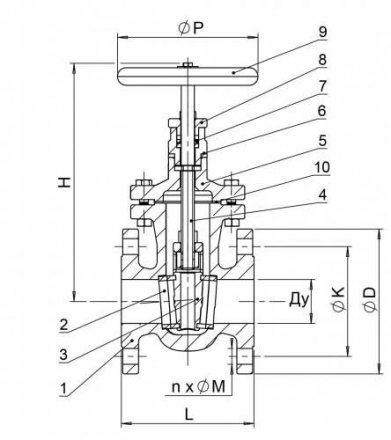 Задвижка клиновая TECOFI серый чугун Ду350 V3200-0350
