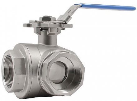 Кран BV3 Ду40 шаровой муфтовый 3-ходовой нерж. ISO-фланец под привод
