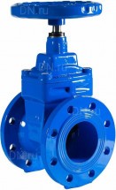 Задвижка клиновая REON RSV04 Ду400 Ру10/16 с обрезиненным клином, фланцевая синяя, корпус - чугун, уплотнение - EPDM