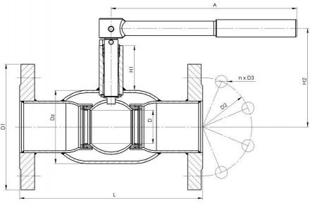 Кран шаровой стальной газ DZT Ру16 фл BROEN