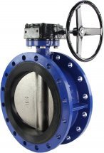 Затворы поворотные дисковые ABRA BUV-FL226D Ду65 Ру10 фланцевый с редуктором, корпус-чугун