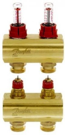 Коллектор для теплого пола латунный распределительный FHF-F Danfoss