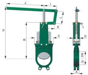 Задвижка шиберная чугун межфл VG3400-02MM рычаг Tecofi