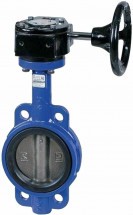 Затвор дисковый поворотный Dendor 017W Ду100 Ру10/16 межфланцевый, корпус - чугун, диск - чугун, уплотнение - EPDM, с редуктором четвертьоборотным