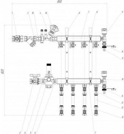 Модуль коллекторный квартирный латунный GE550Y Giacomini