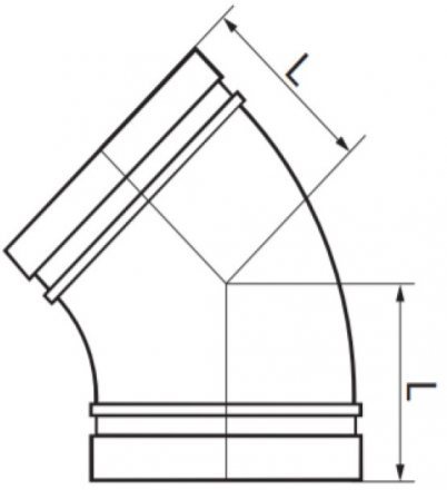 Грувлочное колено мод.120L x 45° 34,4 бар, цвет красный, FM/UL