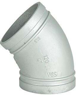 Грувлочное колено мод.120L x 45° 34,4 бар, оцинкованное, FM/UL