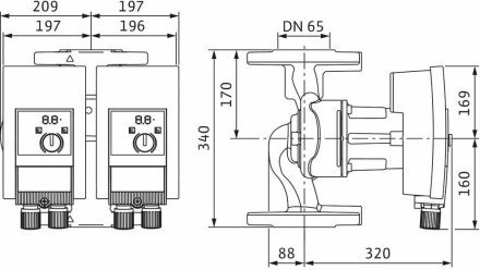 Насос циркуляционный с мокрым ротором YONOS MAXO-D 65/0,5-16 PN6/10 сдвоенный 1х230В/50 Гц Wilo 2120671